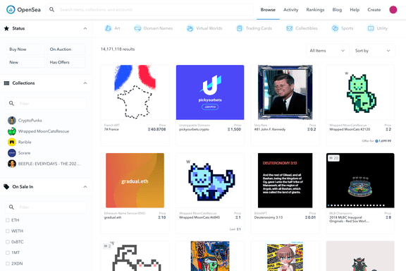 OpenSea平台界面