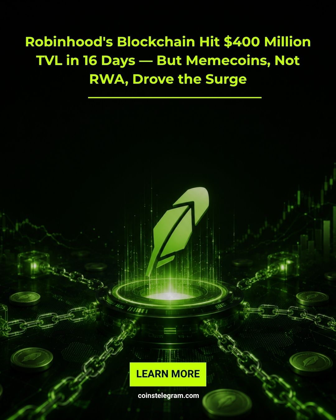Robinhood链上线半月狂揽4亿美金，迷因币成最大推手