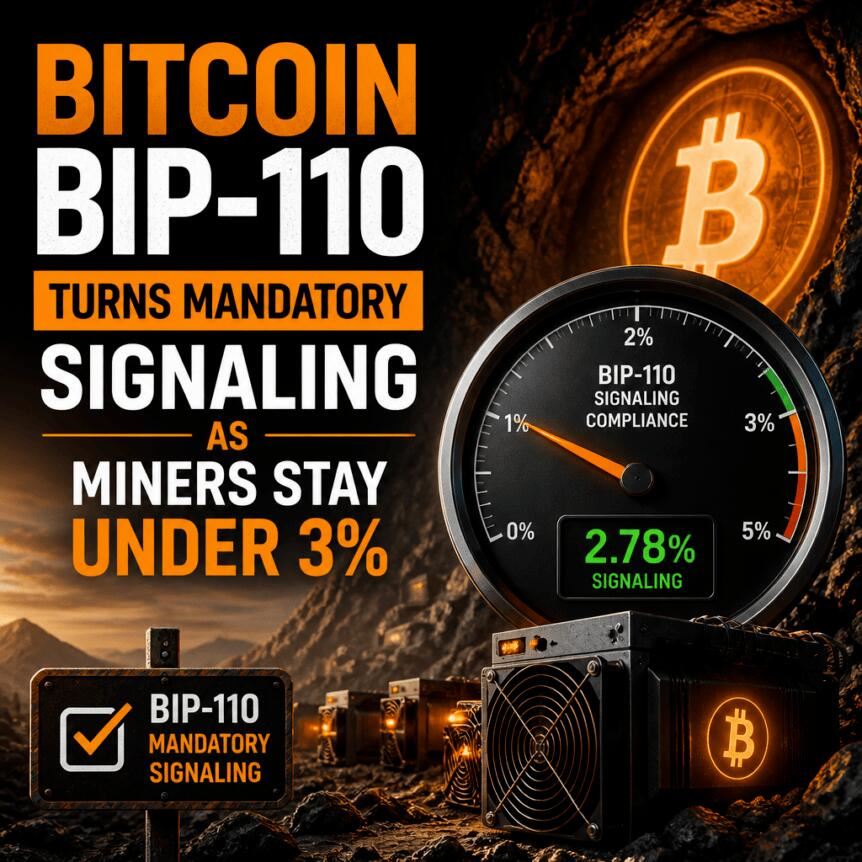 BIP-110强制信号启动，矿工支持率仅2.5%引发链分裂担忧