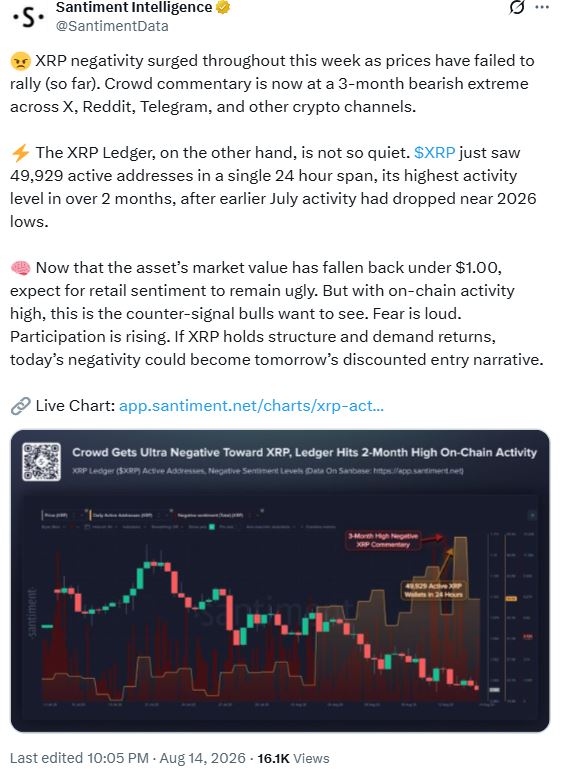XRP网络活跃度创新高，白宫会议引关注