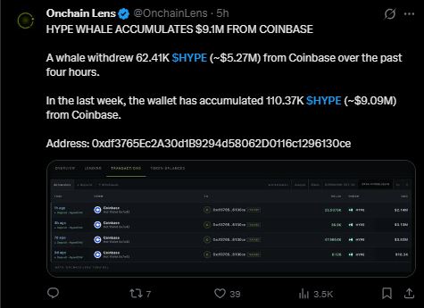 HYPE价格回测在即：鲸鱼囤币与趋势线博弈成焦点