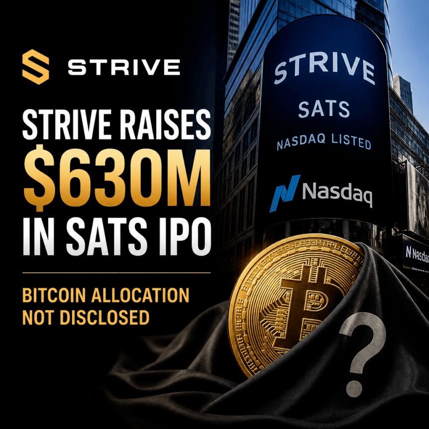 Strive扩规模IPO募资6.3亿美元，比特币持仓前景成焦点