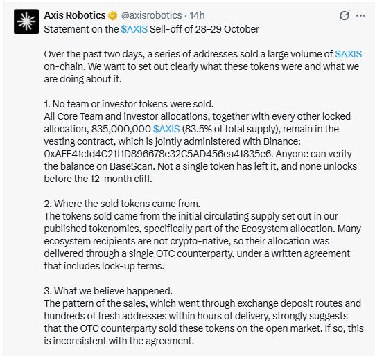 Axis Robotics抛售风波：场外对手方背锅？真相仍存疑
